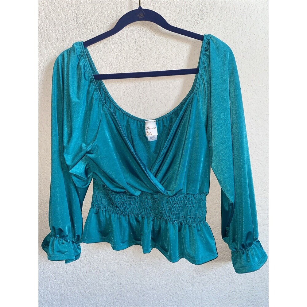 Danesi crop Blouse baby doll balloon Empire Waist XL Sexy Satin Elegant fairy